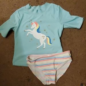 Carter's Girls size 7 two piece Unicorn swimsuit